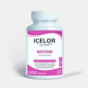 بيوتين ICELOR – مكمل غذائي لدعم قوة الشعر والأظافر ونضارة البشرة – 60 كبسولة - BIOTINE